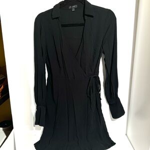 J.crew black wrap mini dress with sleeves